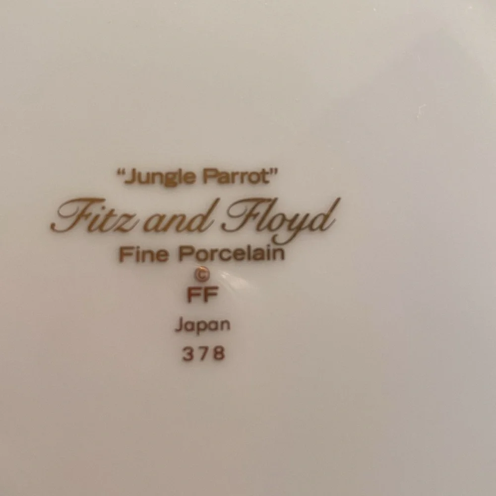 Vintage Fitz & Floyd Jungle Parrot Dessert Plates Set of 4